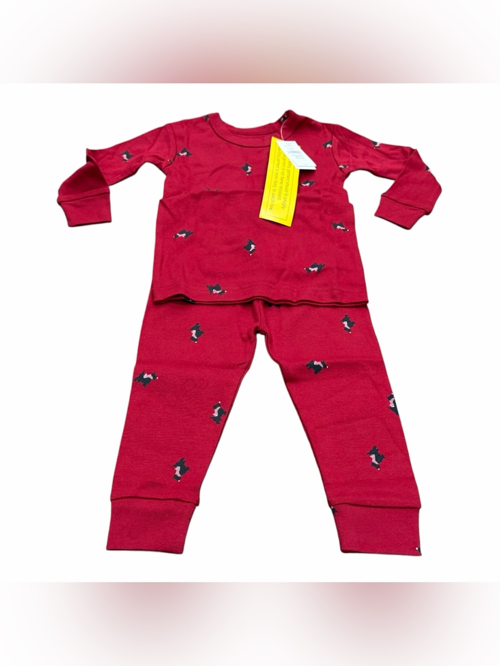 Gap Kids Organic Cotton Scottie Dog Holiday Pajama Set Red Size 12-18 Months NEW